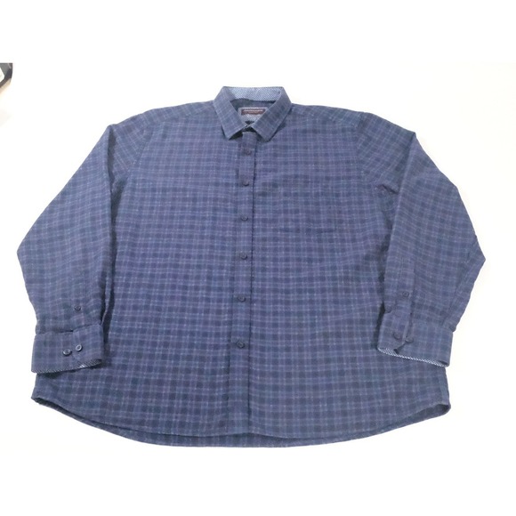 Johnston & Murphy Other - Johnston & Murphy Shirt Mens XXL Blue Plaid Button Up Long Sleeve Cotton Casual